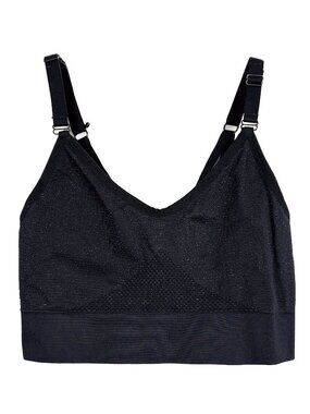 Diadora Seamless Strappy Sports Bra Black Gold Sparkle Sz Small